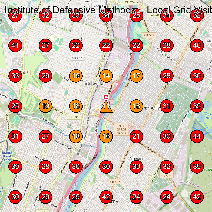 Institute of Defensive Methods GeoGrid visibility map for Martial Arts School in Belleville